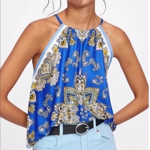 Blue flowy Zara top